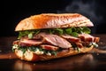 a smoked duck sandwich with lettuce
