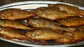 Smoked fish has acquired a golden color after hot smoking