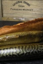 Smoked fish on the wooden table. Royalty Free Stock Photo