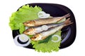 Smoked fish, salad and onion Royalty Free Stock Photo