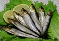 Smoked fish served with lemon Royalty Free Stock Photo