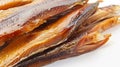 Smoked fish with white background and close-up of the tail Royalty Free Stock Photo