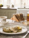 Smoked Haddock with Herb Butter and Toast Royalty Free Stock Photo