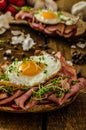 Smoked ham sandwich, rustic bread Royalty Free Stock Photo