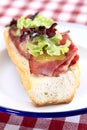 Smoked honey ham baguette Royalty Free Stock Photo