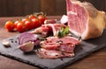 Smoked jambon with tomato Royalty Free Stock Photo