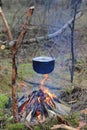 Smoked kettle over camfire