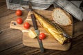 Smoked mackerel and bread Royalty Free Stock Photo