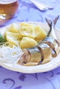Smoked mackerel with potatoes and onions