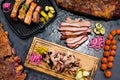 Smoked meat assortment beef brisket pulled pork Royalty Free Stock Photo