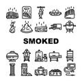 smoked meat bbq icons set vector