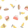 smoked meat bbq seamless pattern vector