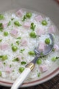 smoked meat bouillon with peas and rice