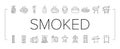 smoked meat food sausage ham icons set vector Royalty Free Stock Photo