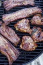 Smoked meat on the grill Royalty Free Stock Photo