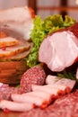 Smoked meat and sausage Royalty Free Stock Photo