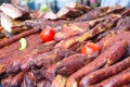 Smoked meat, sausages and bacon Royalty Free Stock Photo