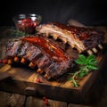 Smoked meat on a wooden board