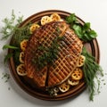 Delicious Waffles With Roasted Trout Steak And Corn