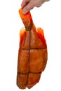 Smoked Perch carcass in the hand Royalty Free Stock Photo