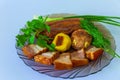 Smoked pork belly on a plate Royalty Free Stock Photo