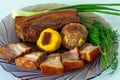 Smoked pork belly on a plate Royalty Free Stock Photo