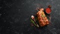 Smoked pork ham. Roast meat. Top view. Royalty Free Stock Photo