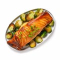 Smoked And Roasted Salmon With Brussels Sprouts - High Quality Manapunk Dish