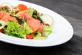Smoked salmon balsamic vinegar salad Royalty Free Stock Photo