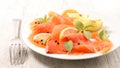 Smoked salmon with basil