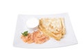 Smoked Salmon Blinis Canaps with Sour Cream Royalty Free Stock Photo