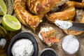 Smoked Salmon Canape with Cream Cheese, Fresh Dill and Black Sesame Royalty Free Stock Photo