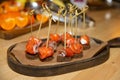 Smoked Salmon Canapes on Dark Rye Bread Royalty Free Stock Photo