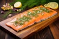 smoked salmon on cedar plank with herbs de provence