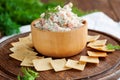 Smoked salmon and cream cheese dip with crackers Royalty Free Stock Photo