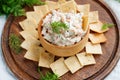 Smoked salmon and cream cheese dip with crackers