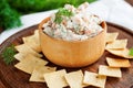 Smoked salmon and cream cheese dip with crackers