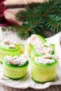 Smoked Salmon Cucumber Rolls. Royalty Free Stock Photo