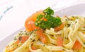 Smoked salmon fettuccine, italian pasta Royalty Free Stock Photo