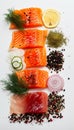 Smoked salmon with herbs and spices Royalty Free Stock Photo