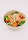 Smoked salmon salad and fresh vegetables to take away