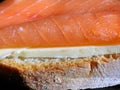 Smoked salmon sandwich close-up