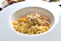 Smoked Salmon Seafood Tagliatelle Royalty Free Stock Photo
