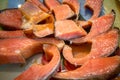 Smoked salmon slised on dinner table Royalty Free Stock Photo