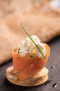 Smoked Salmon and soft chees canapes appetizers