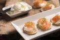 Smoked Salmon and soft chees canapes appetizers