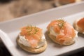 Smoked Salmon and soft chees canapes appetizers