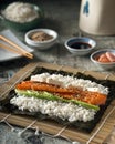 Smoked Salmon Sushi Roll Royalty Free Stock Photo