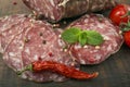 Smoked sausage with mint and peppercorns