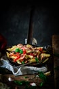 Smoked Sausage Penne Pasta in the skillet